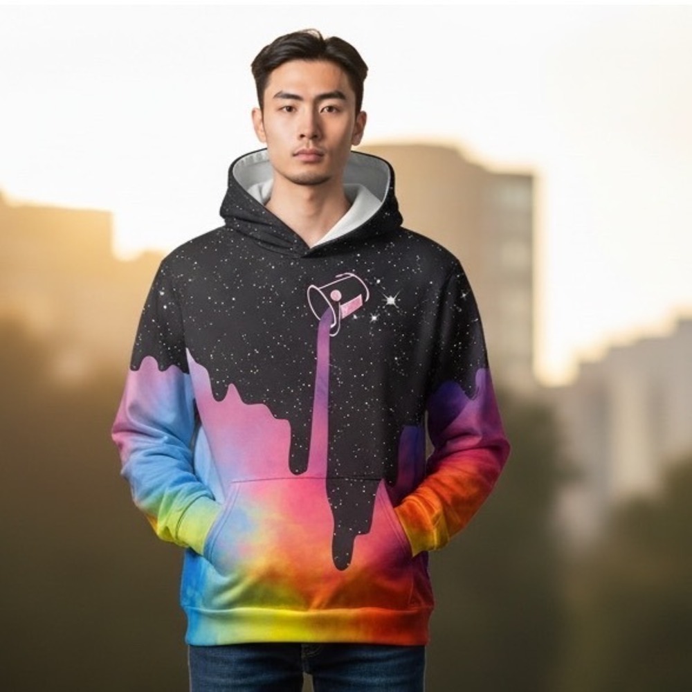 NewCosplay Galaxy Rainbow Paint Drip Hoodie Digital Print  hoodie XL Mens Unisex
